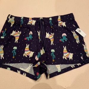 NWT. old navy pajama shorts llama print. Size medium.